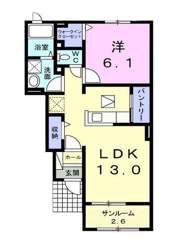 町浦壱番館(1LDK/1階)の間取り写真