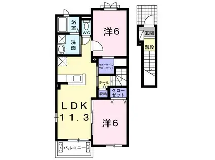 メゾンベルデ B(2LDK/2階)の間取り写真