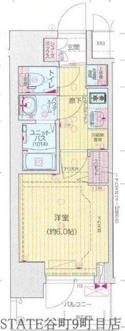 プレサンス松屋町ヴィゴラス(1K/8階)の間取り写真