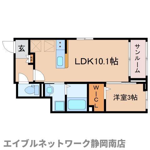 DENBE塩津II(1LDK/1階)の間取り写真