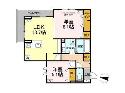 リアンメゾン(2LDK/2階)の間取り写真