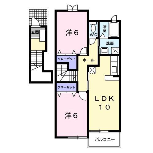 オーシャンアヴェニュー(2LDK/2階)の間取り写真