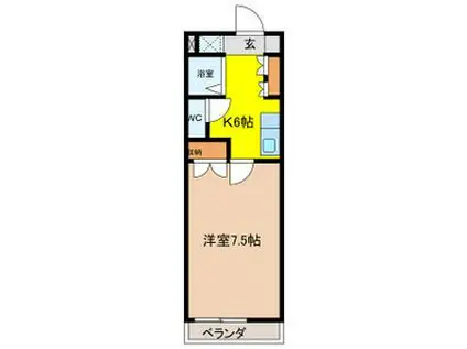 アミューズコート(1K/4階)の間取り写真