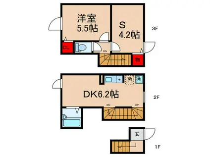 西新井本町BASE(1SDK/2階)の間取り写真