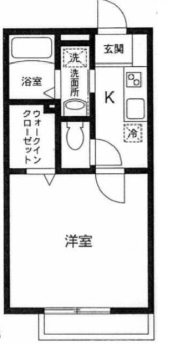 フェルミール片倉Ⅱ(1K/1階)の間取り写真