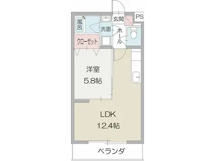 グランポレール(1LDK/1階)の間取り写真