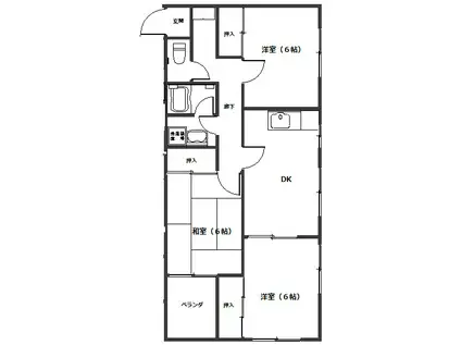 天神マンション(3DK/3階)の間取り写真