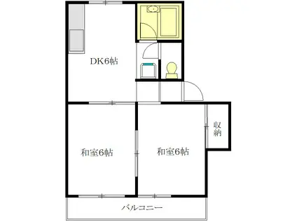 オークハウスA・B棟(2DK/1階)の間取り写真