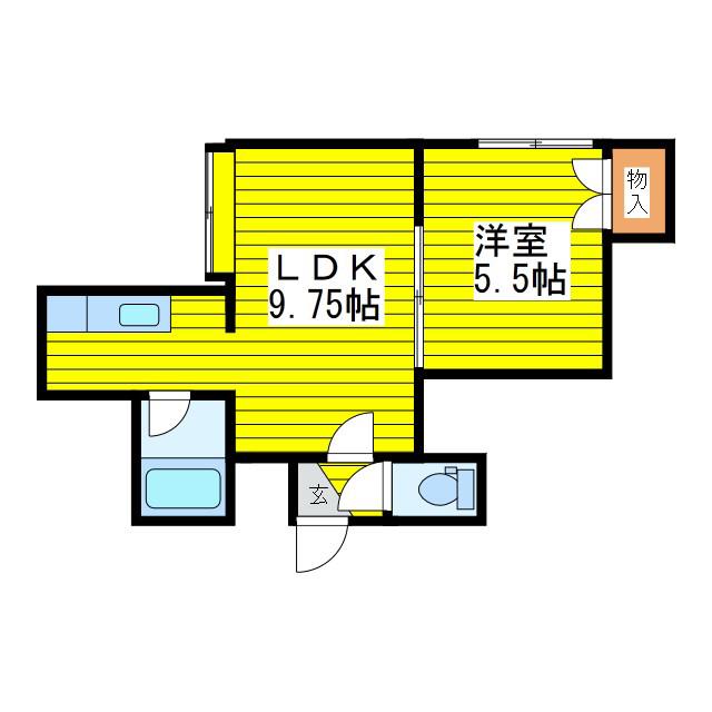 KSハイツ北11条(1LDK/2階)の間取り写真