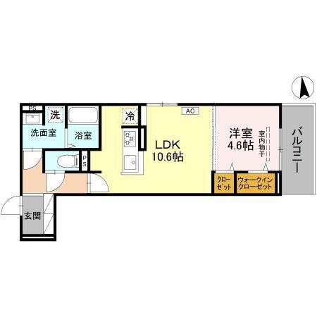 D-ROOM丹波橋(1LDK/3階)の間取り写真