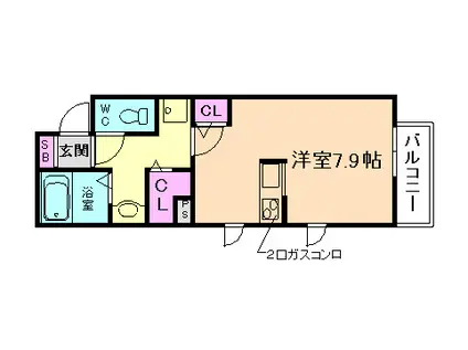 ステュディオ ラヴニル(ワンルーム/3階)の間取り写真