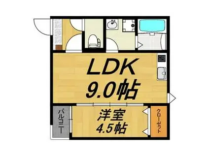 LECOCON新守山(1LDK/1階)の間取り写真