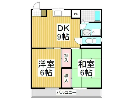 コーポ・サンライズ(2DK/2階)の間取り写真