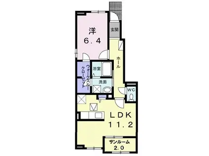 グランブリッサA(1LDK/1階)の間取り写真