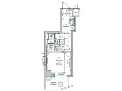 スパシエ カステロ 新都心(1K/5階)の間取り写真