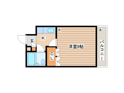 イーグルハイツ銀杏町(1K/4階)の間取り写真