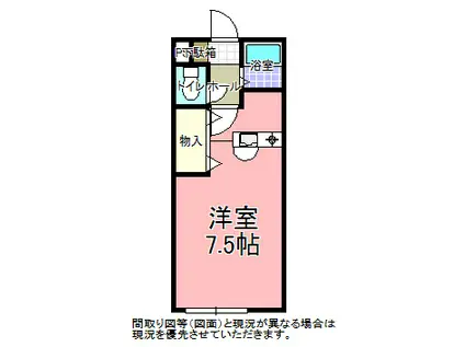 フラットS(ワンルーム/1階)の間取り写真