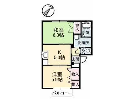 コーポフィレンツェ(2K/2階)の間取り写真