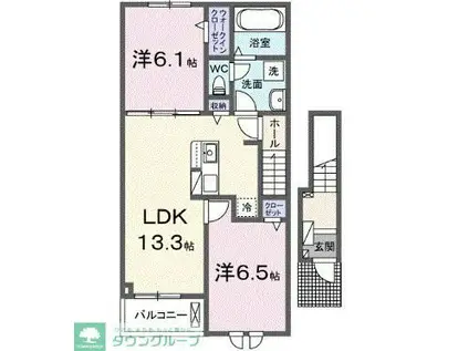 ウィステリア ガーデン(2LDK/2階)の間取り写真