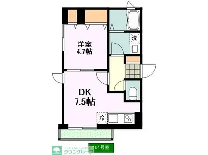 ルミエール西品川(1DK/1階)の間取り写真