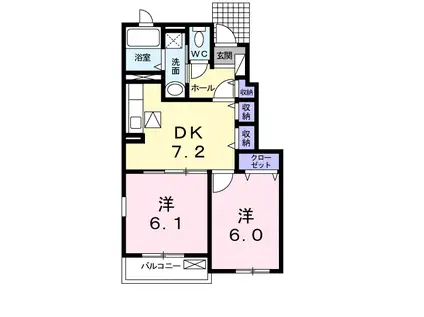 リヴ ドロワ(2DK/1階)の間取り写真