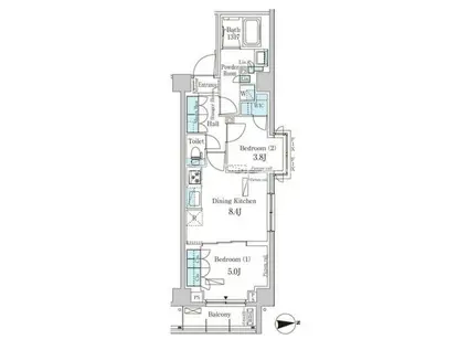 パークアクシス市谷加賀町(2DK/2階)の間取り写真