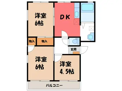 ポラードスワンC(3DK/1階)の間取り写真