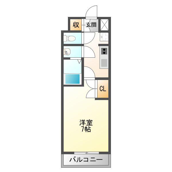 メロディア新北野(1K/3階)の間取り写真