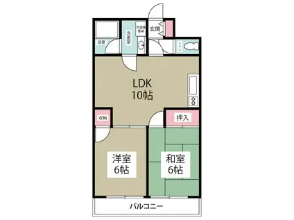 ニューアネックス(2LDK/3階)の間取り写真