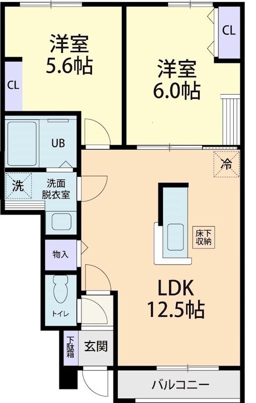 AMABILE(2LDK/1階)の間取り写真