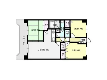 サンリバー博多南II(3LDK/5階)の間取り写真