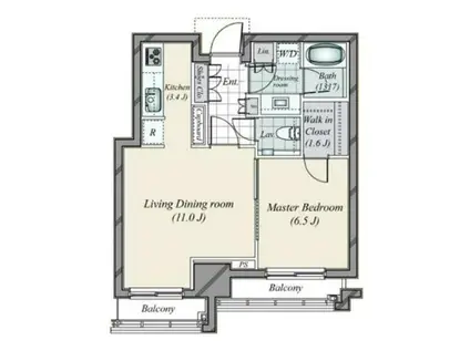パークコート六本木ヒルトップ(1LDK/6階)の間取り写真