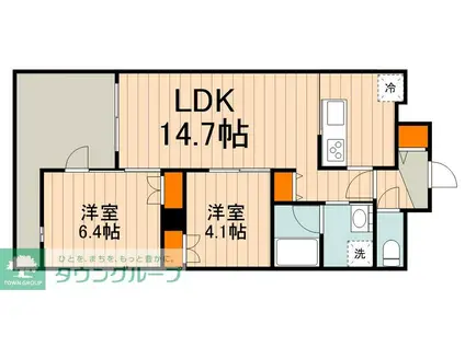 レガリア(2LDK/3階)の間取り写真