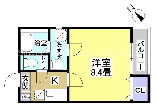 クレフラスト葵西A(1K/2階)の間取り写真