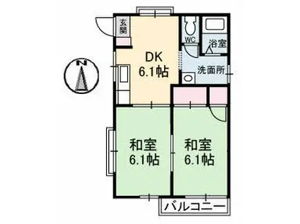 メゾン海老園C棟(2DK/2階)の間取り写真