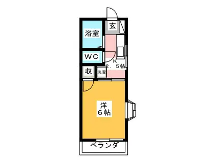 グリーン羽沢(1K/2階)の間取り写真