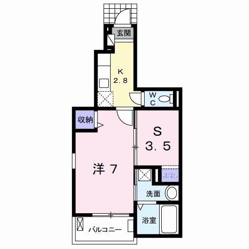 アンブラッセII(1SK/1階)の間取り写真