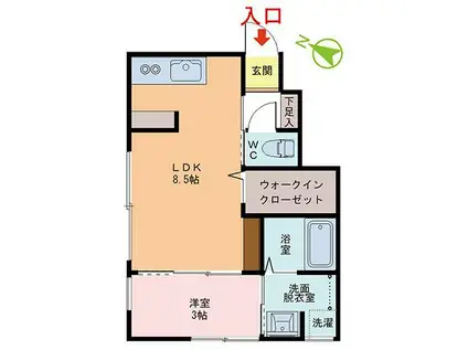 LA SOURCE(1LDK/1階)の間取り写真