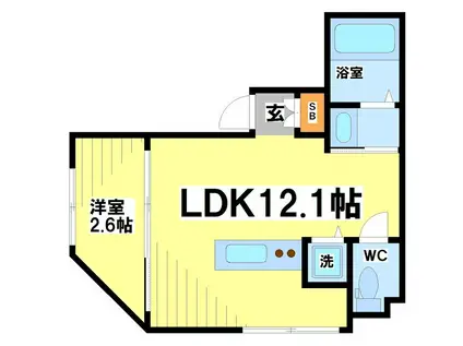 ラフィネ調布(1LDK/2階)の間取り写真