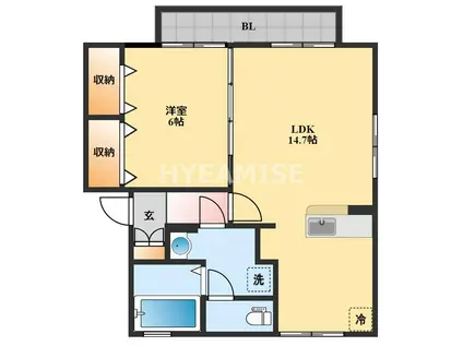 フレンドリースクエア桜C棟(1LDK/2階)の間取り写真