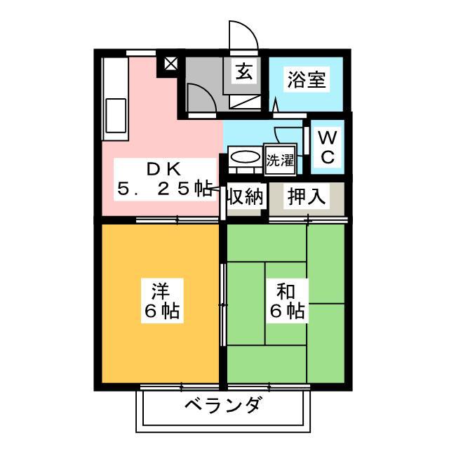 グリーンみやび(2DK/1階)の間取り写真