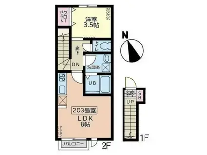 マノアーレ名取駅西 A棟(1LDK/2階)の間取り写真