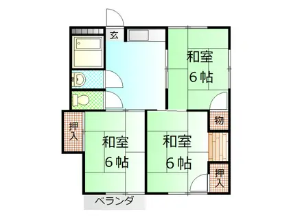 セリジュイン石原坂(3K/2階)の間取り写真