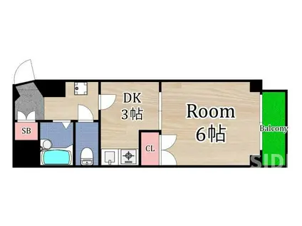 楠青山ビル別館(1DK/6階)の間取り写真