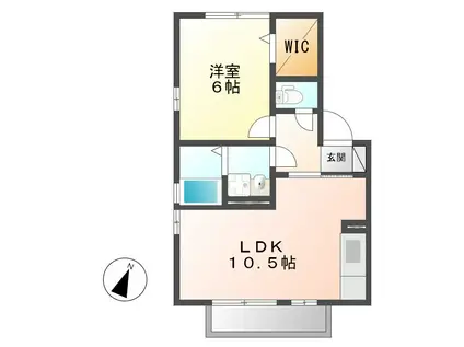 レクニルド(1LDK/2階)の間取り写真