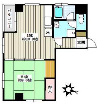 ハイネスイイダ(1LDK/2階)の間取り写真