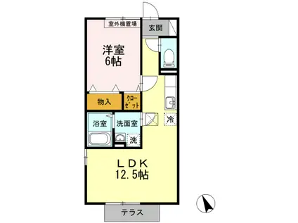 ハイヤードヒルズⅢ(1LDK/1階)の間取り写真
