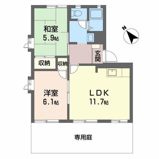 プリミエール一色(2LDK/1階)の間取り写真