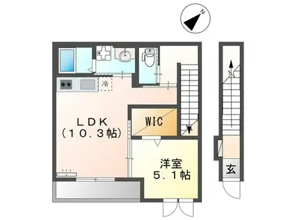 コリーナピアッタ(1LDK/2階)の間取り写真