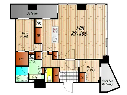 ザ・タワー大阪(2LDK/41階)の間取り写真
